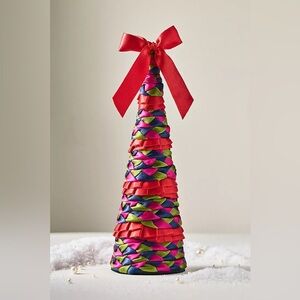 New Anthropologie Holiday Ribbon Tabletop Christmas Tree Seasonal Decor